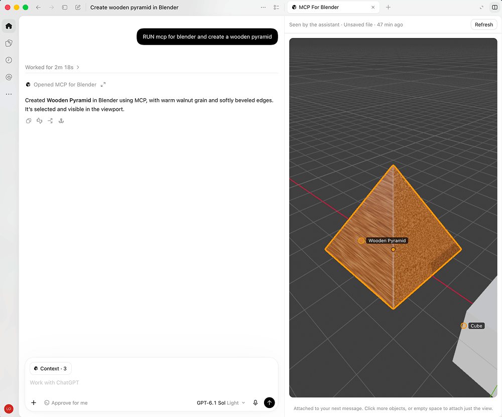 MCP for Blender 的工作状态截图